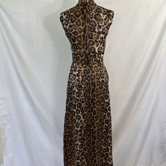 Vintage 60s Alice of California Leopard Print Satin Cowl Neck Long Dress sz XS/S - Picture 8 of 9